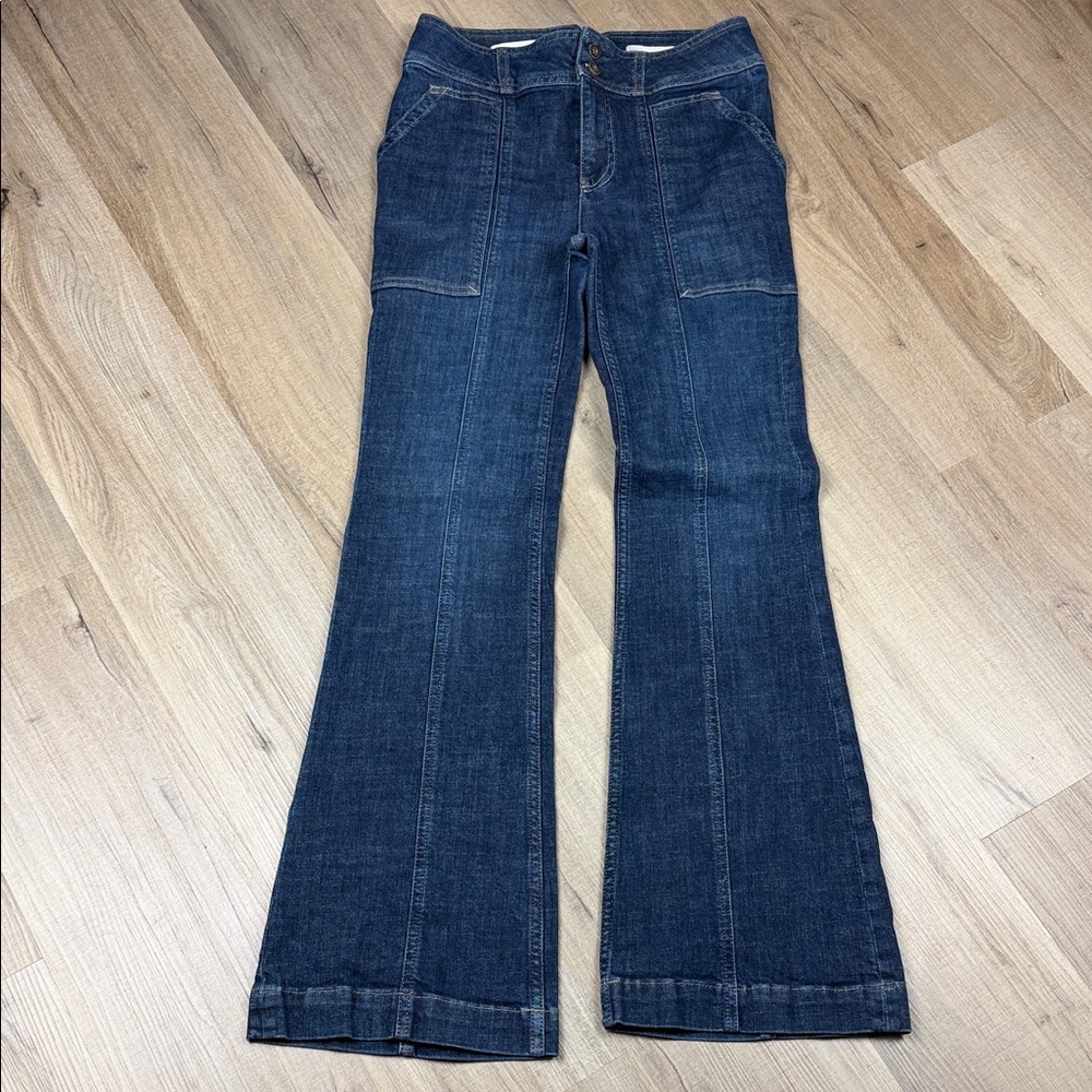 Anthropologie Pilcro Letterpress Trouser Jeans Women 27 High Rise Wide‎ Leg Dark